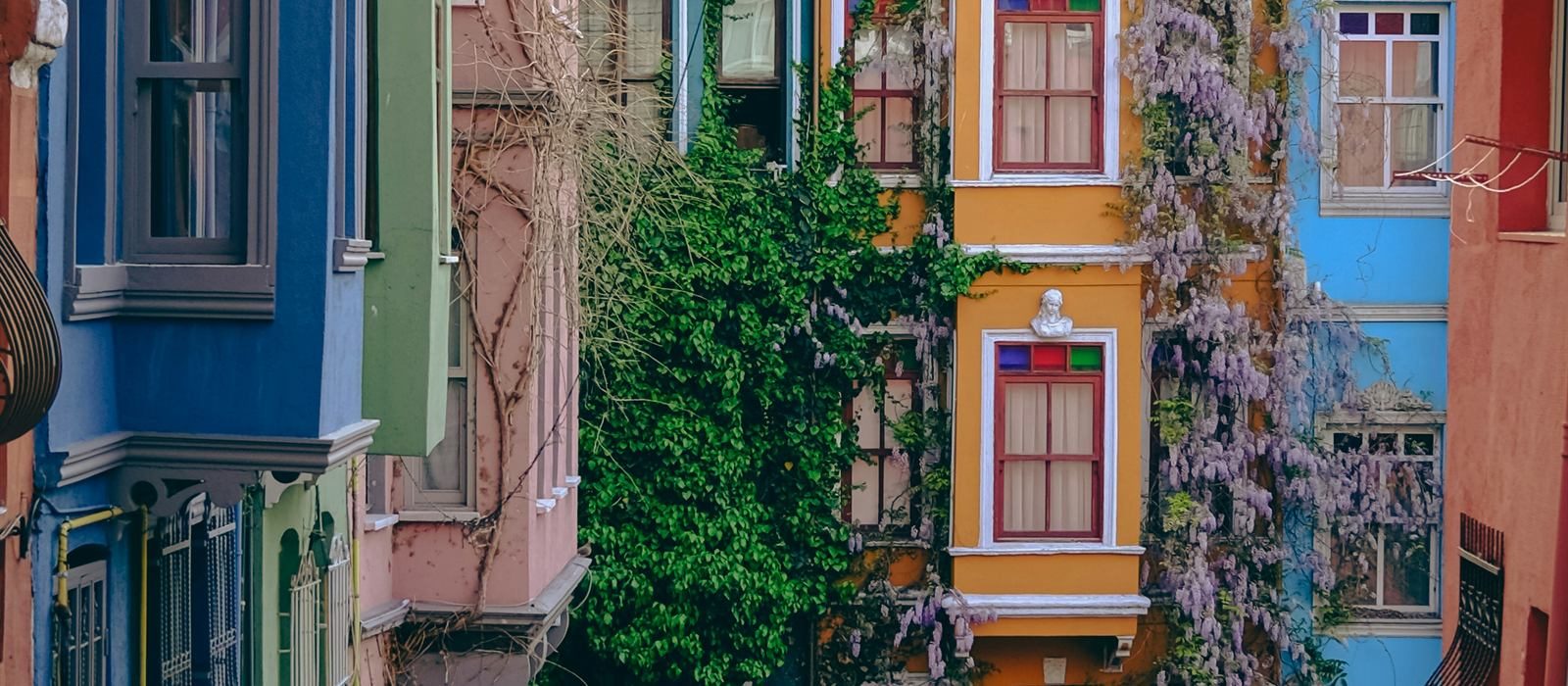 Colorful historic houses in the Balat neighborhood of Istanbul