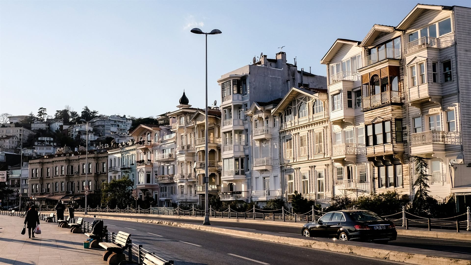 Historic wooden waterfront houses along the Bosphorus shoreline in Istanbul