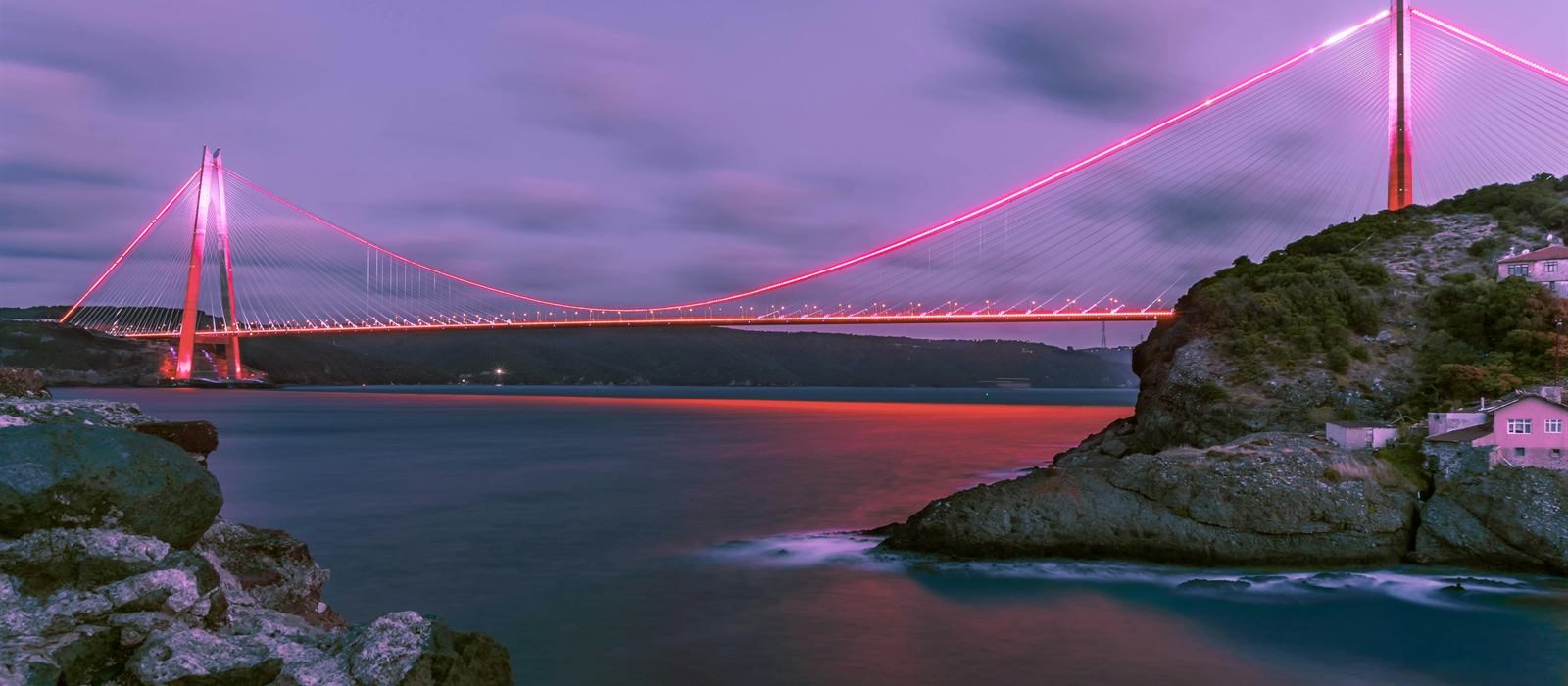 Yavuz Sultan Selim Bridge over the Bosphorus at dusk